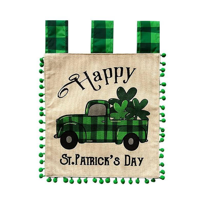 Briarwood Lane Happy St. Patrick's Day Checkered Truck Burlap Garden Flag 18" x 12.5"