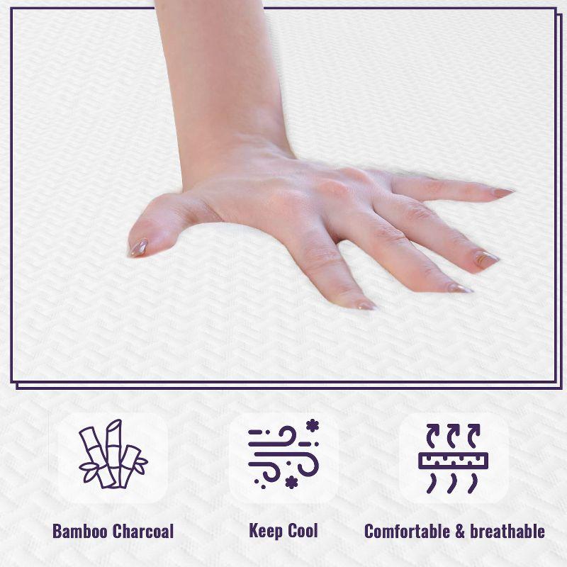 FDW 10 Inch Full Memory Foam Mattress Cooling Gel Bamboo Charcoal Infused Mattress Mattress CertiPUR-US Certified Breathable Bed Mattress,White (Full)