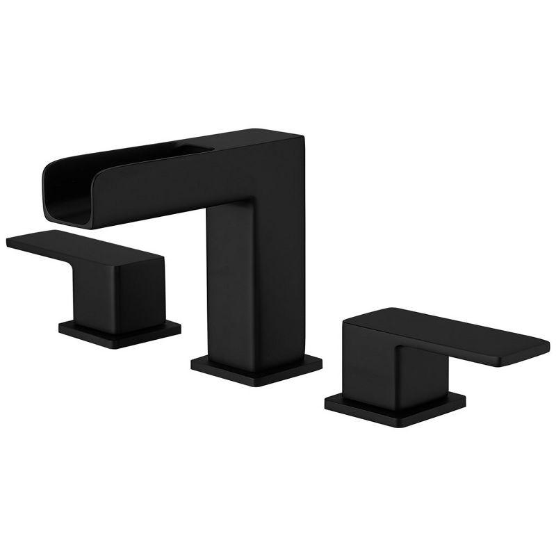 Matte Black Widespread 2-Handle Bathroom Faucet with Metal Drain