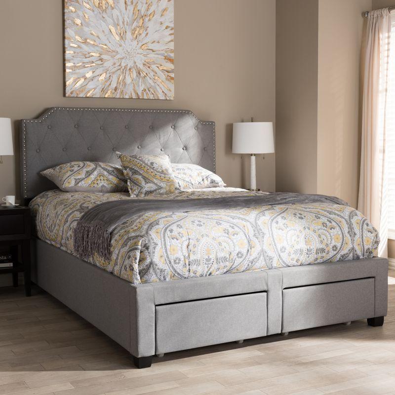 Queen Aubrianne Modern and Contemporary Fabric Upholstered Storage Bed Gray - Baxton Studio: Wood Composite Frame, Polyester Fill