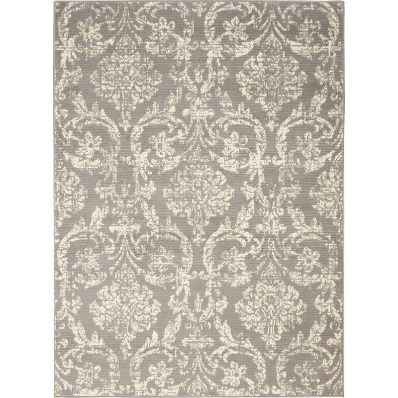 Nourison Jubilant 6' x 9' Grey Area Rug Farmhouse Vintage Damask by Nourison