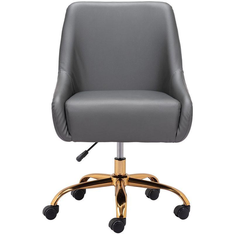 Gray and Gold Leather Swivel Office Chair