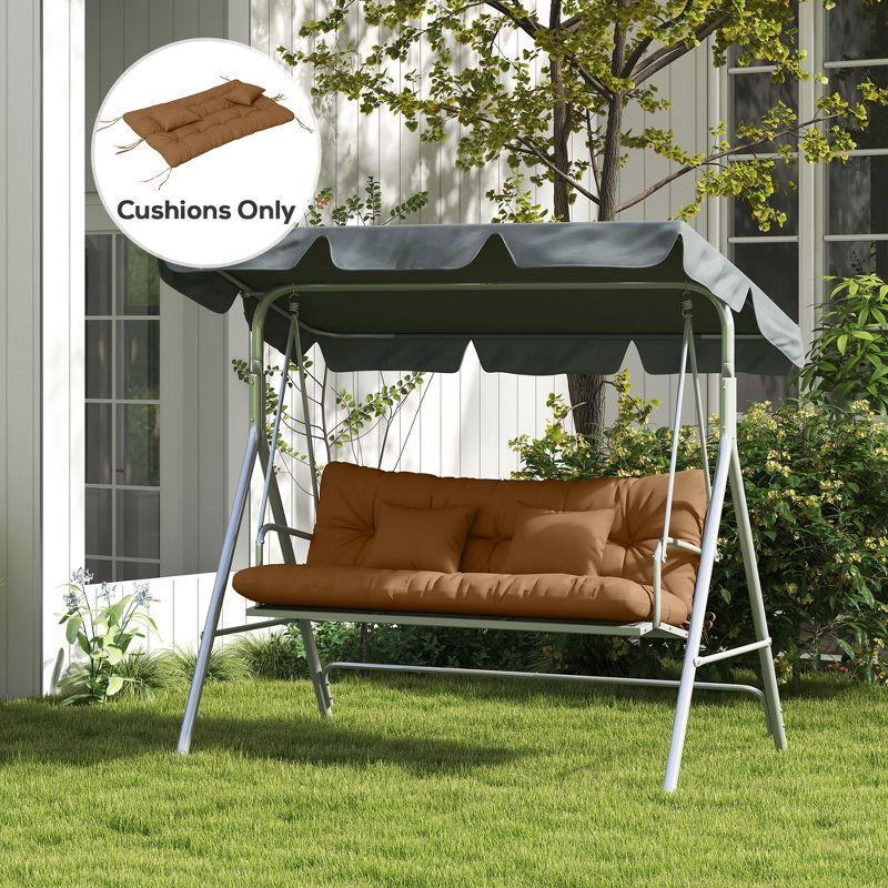 Outsunny 59" Tufted Bench Cushions & Throw Pillows, Replacement Bench Seat Pad, Back & 2 Pillows for Outdoor Furniture, Tan