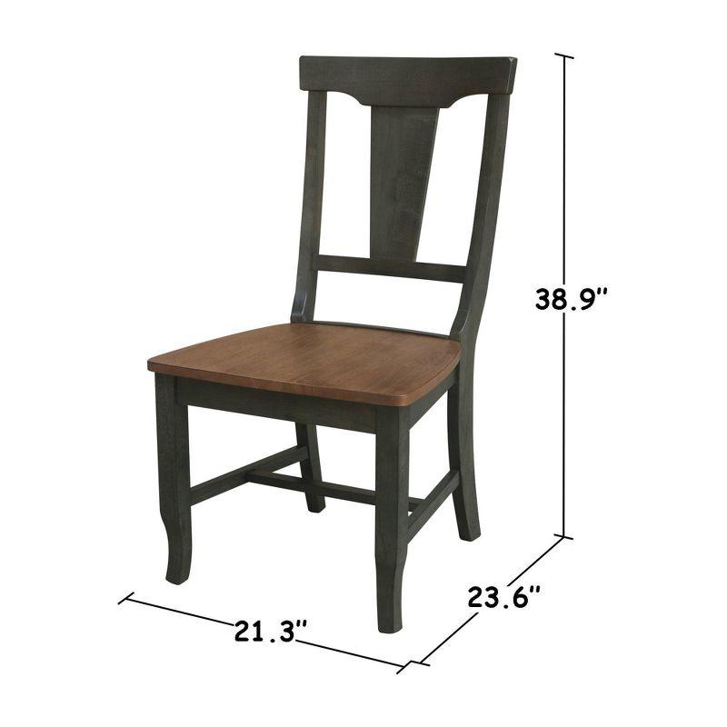 Set of 2 Solid Wood Panel Back Chairs Hickory/Washed Coal - International Concepts: Rubberwood Frame, Armless Design