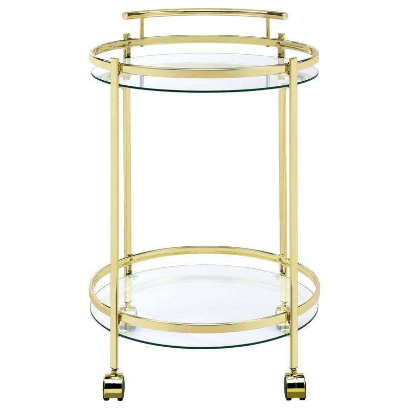 Coaster Chrissy Modern 2 Tier Round Glass Bar Cart Brass