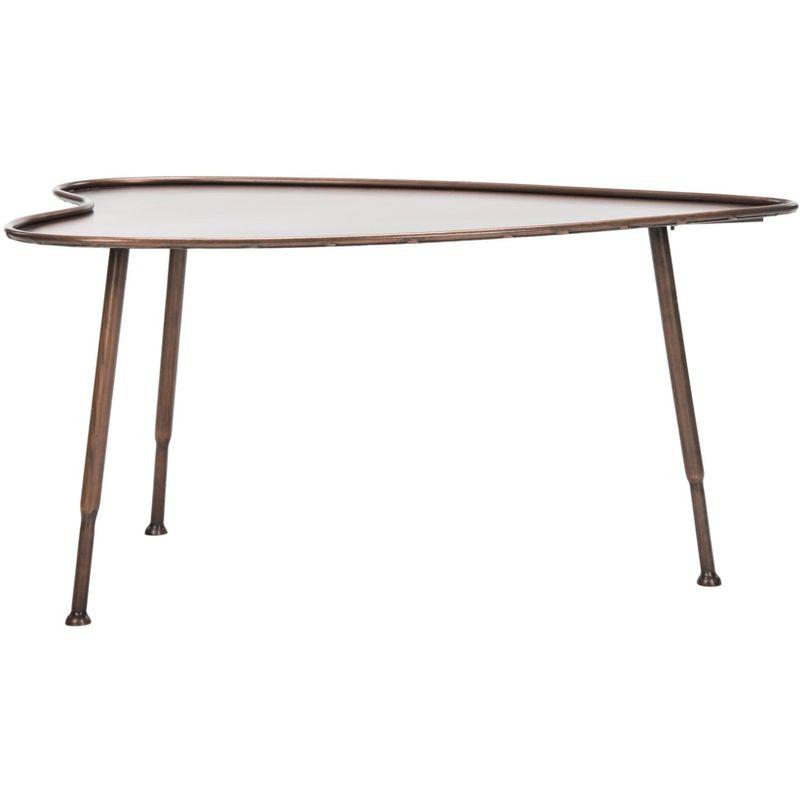 Tessa 39" Brown and Silver Metal Triangular Coffee Table