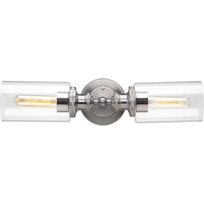 Progress Lighting Archives 2-Light Bath Vanity Fixture, Antique Nickel, Clear Glass Shades