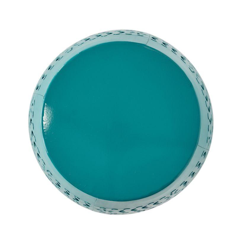 GDFStudio Riley Outdoor Lace Cut 12 Inch Side Table, Teal