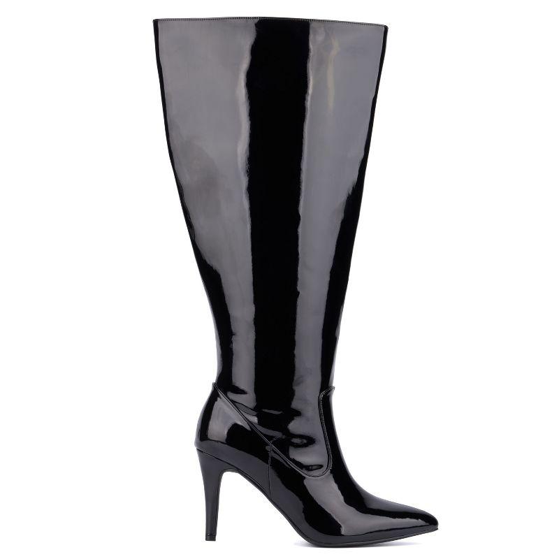 Fashion To Figure Women's Lisette Knee High Boot - Wide Width - 8, BLACK PATENT