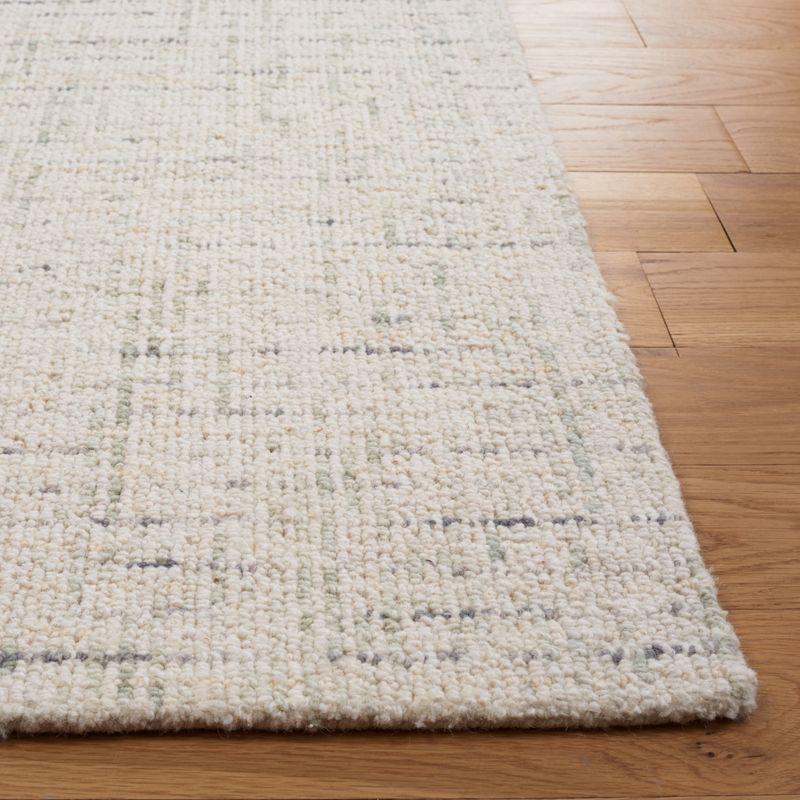 Ivory and Light Grey Abstract Wool 8' x 8' Square Rug