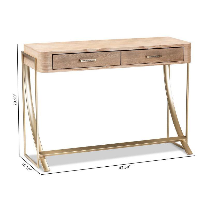 Lafoy Natural Finished Wood and Finished 2 Drawer Console Table Brown - Baxton Studio