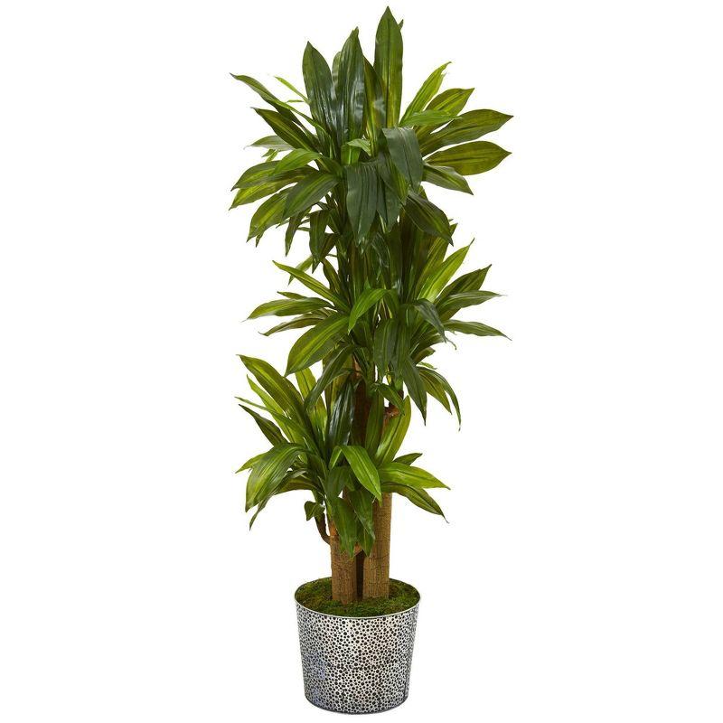 Winston Porter 58'' Faux Dracaena Plant in Metal Planter