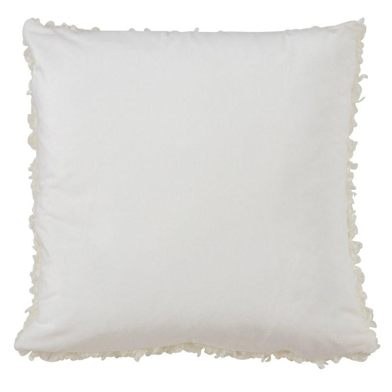 18" Ivory Faux Lamb Fur Poly Filled Square Throw Pillow