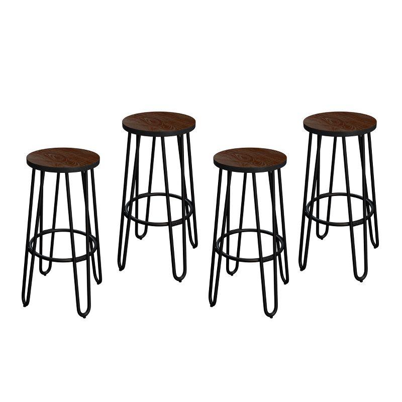 Alidia 24-Inch Bar Stools - Backless Barstools with Hairpin Legs, Wood Seat - Kitchen or Dining Room - Modern Farmhouse Barstools, 4 Pack