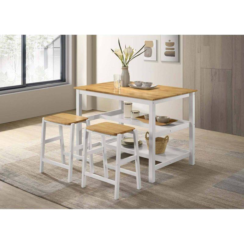 Coaster Set of 2 Hollis Farmhouse Wood Backless Counter Height Barstools Brown/White