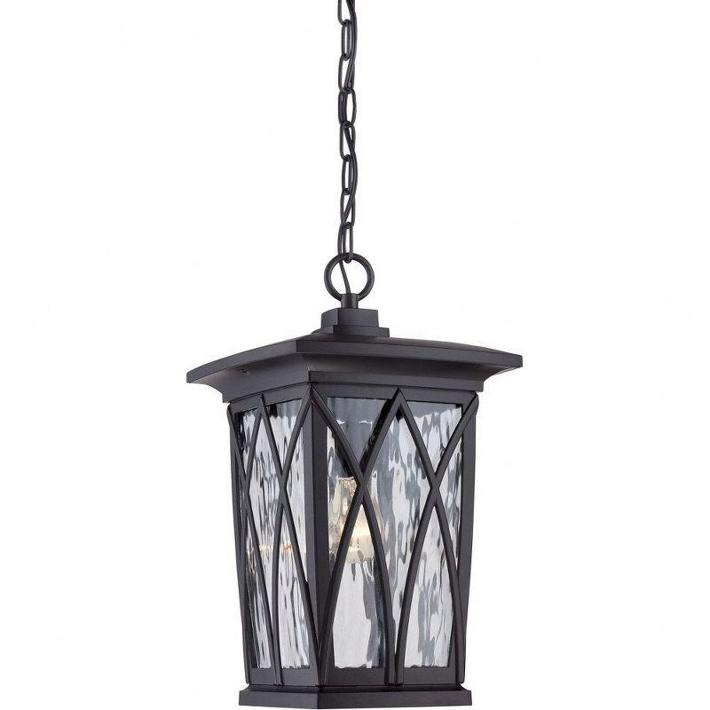 Mystic Black Glass Outdoor Pendant Light with Curved Bands