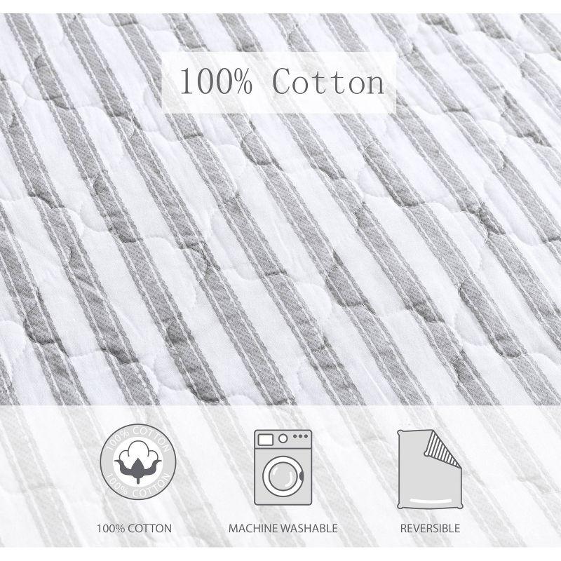 Twin Willow Way Ticking Stripe Quilt & Sham Set Gray - Stone Cottage: Twin Coverlet Set with Pillow Sham