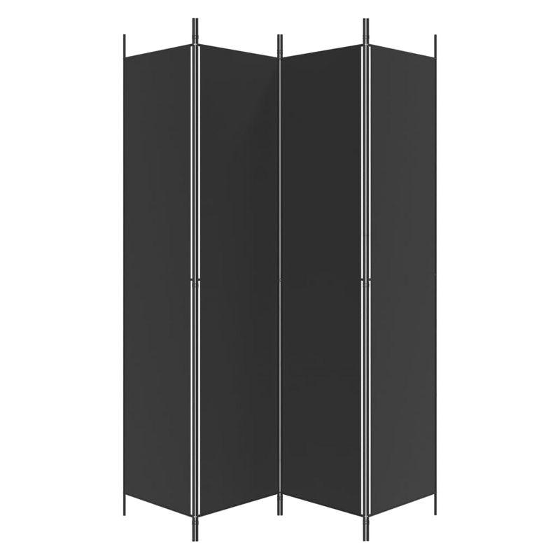 vidaXL 4-Panel Room Divider in Black Fabric - Versatile aid to Create Privacy, Block Sunlight and Enhance Decor - Foldable, Easy to Store and Assemble