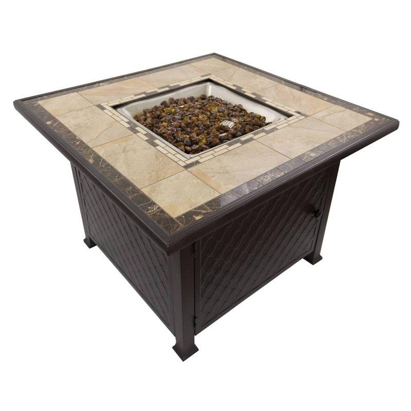 Bronze Square Tile Top Gas Fire Pit Table