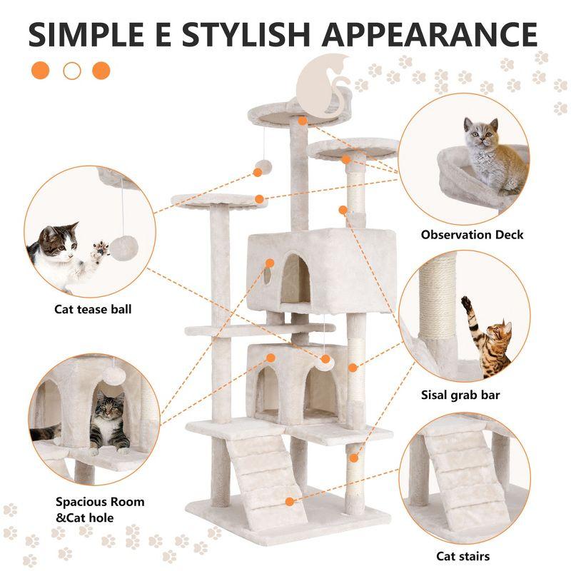 FDW 54in 70in Cat Tree Tower for Indoor Cats,Munlti-Level Cat Furiture Activity Center with Cat Scratching Posts for Kittens Pet Play House