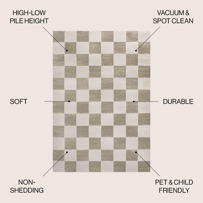 JONATHAN Y Thea Modern Geometric Checkerboard High-Low Beige/Cream 3 ft. x 5 ft. Area Rug