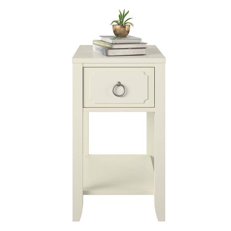 Majesty White Rectangular Side Table with Storage