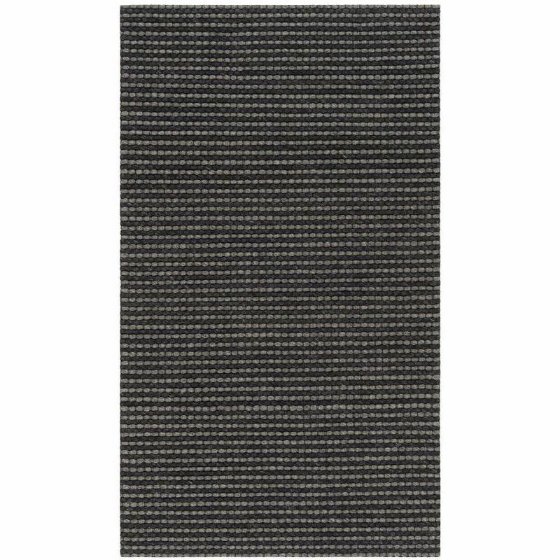 Handwoven Grey/Black Braided Wool & Synthetic 3' x 5' Rug