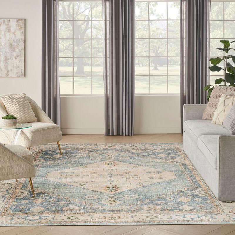Nourison Astra Machine Washable Vintage Persian Indoor Rug Silver Blue 7'10" x 10'
