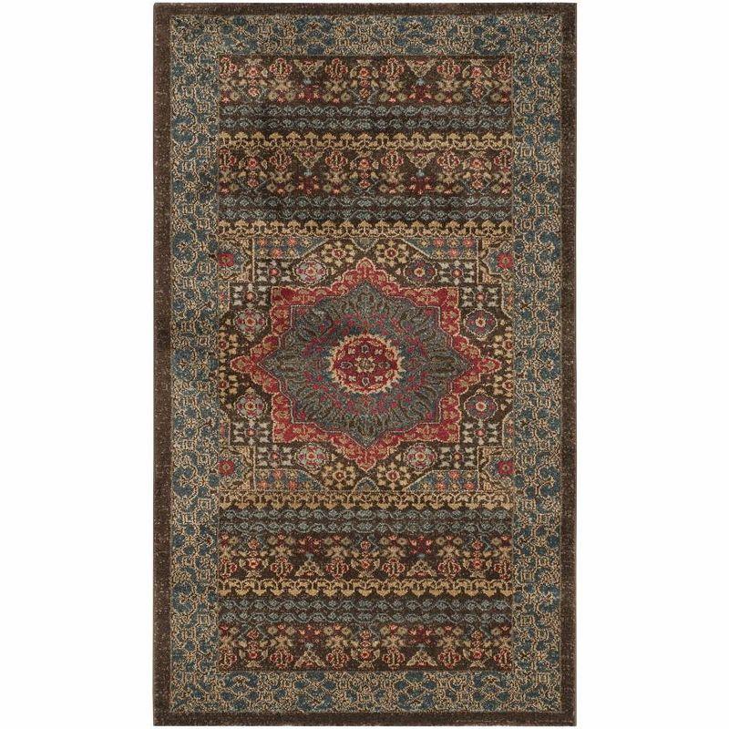 Elegant Red Floral 36" Reversible Synthetic Area Rug