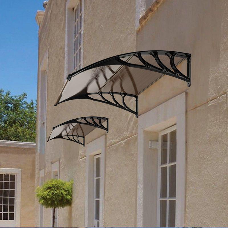 Costway 40'' W x 11'' D Polycarbonate, Aluminum, ABS Coffee Cover Retractable Window Awning