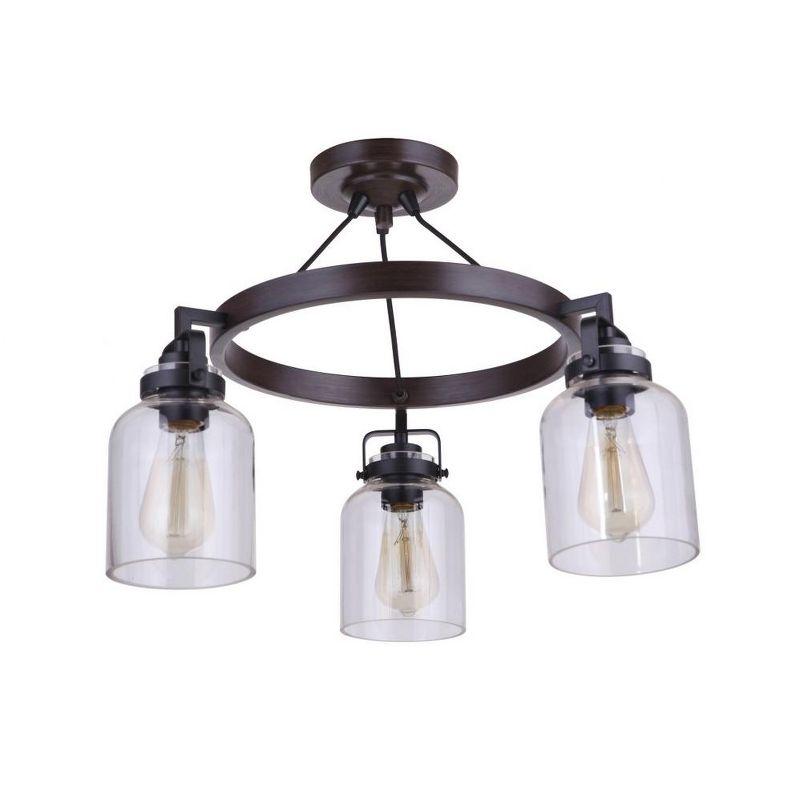 Craftmade Lighting Foxwood 3 - Light Semi-Flush Mount in  Flat Black/Dark Teak
