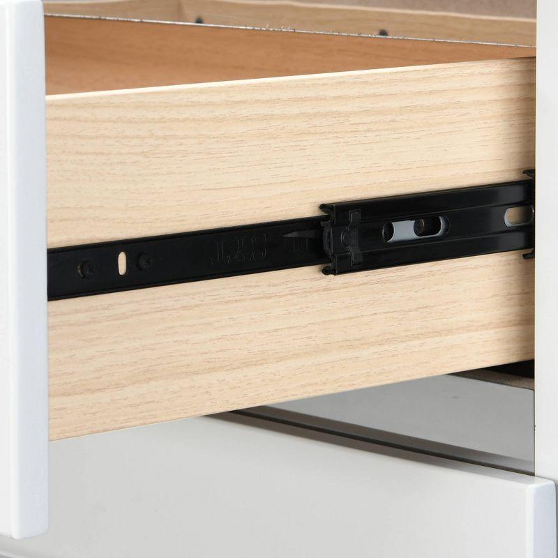 Adore Decor Mid-Century Side Table, 2 Drawers Storage Nightstand, Matte Chrome Handle