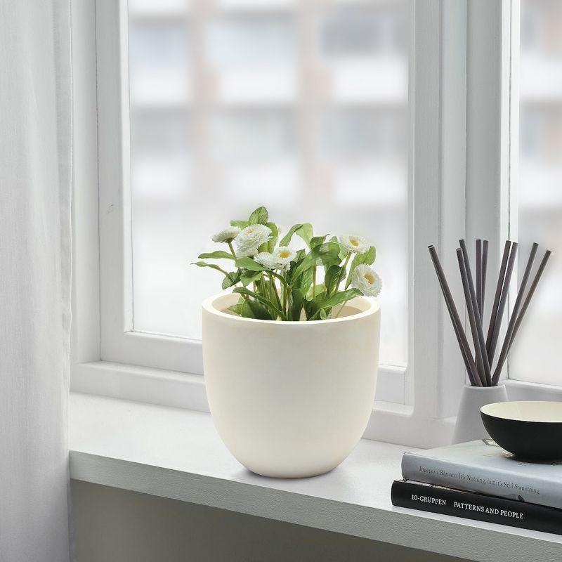 LuxenHome Round Tapered 9.2" H House Planter, Indoor/Outdoor White