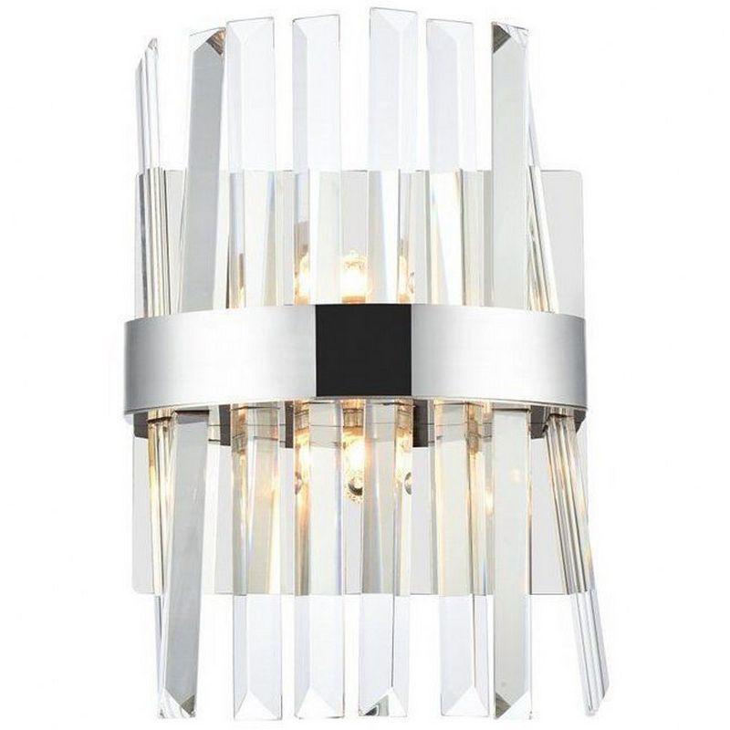 Chrome and Clear Crystal 2-Light Dimmable Wall Sconce