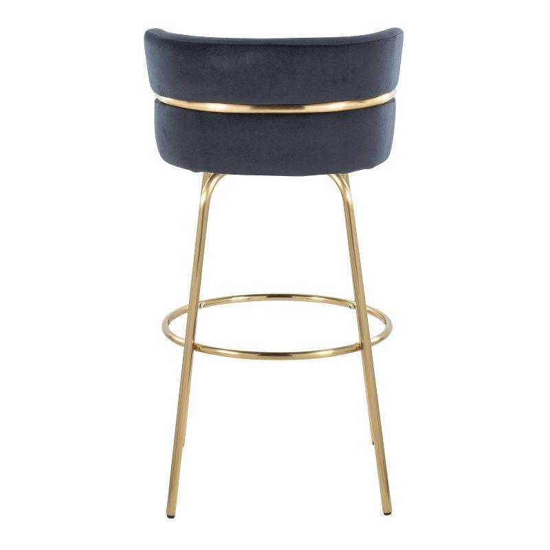 LumiSource Set of 2 Cinch-Claire Barstools Gold/Black: Velvet Upholstery, Swivel Function, Metal Legs