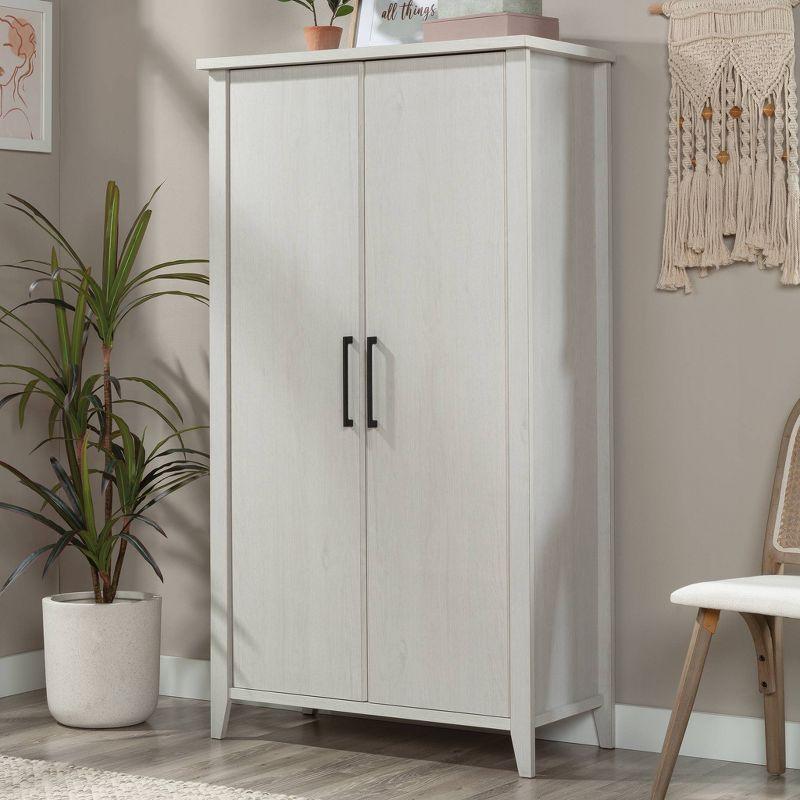 Sauder Summit Station Storage Cabinet Glacier Oak: Laminated MDF, 4 Adjustable Shelves, CARB Certified
