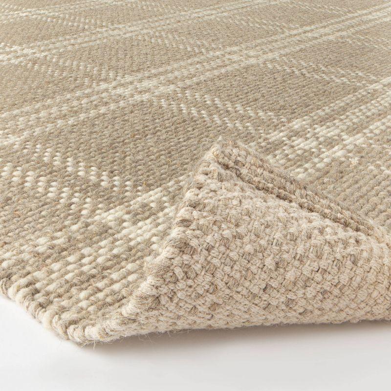 5'x7' Cottonwood Handwoven Plaid Wool/Cotton Area Rug Neutral - Threshold™ designed with Studio McGee: 5x7 Cream Flat Pile Rug