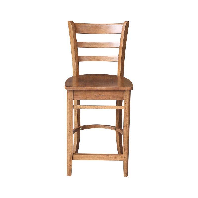 International Concepts 24" Emily Counter Height Barstool Distressed Oak: Hardwood Frame, Ladder-Back Design
