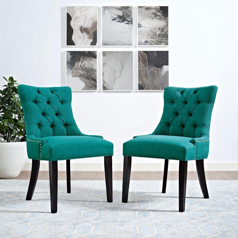 Regent Fabric Dining Chair Teal - Modway: Elegant Tufted Design, Nailhead Trim, Foam Padded