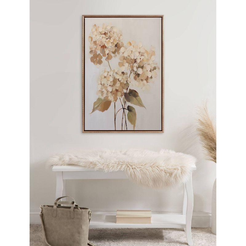 Kate & Laurel All Things Decor 23"x33" Sylvie Beaded Soft Hydrangeas Framed Canvas by The Creative Bunch Studio Gold