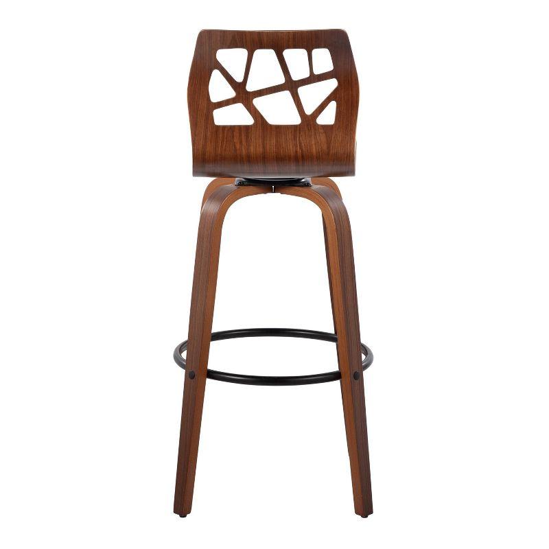 Set of 2 Folia Barstools Walnut/Black/Orange - LumiSource: Mid-Century Modern, Upholstered Seat, Wood Frame