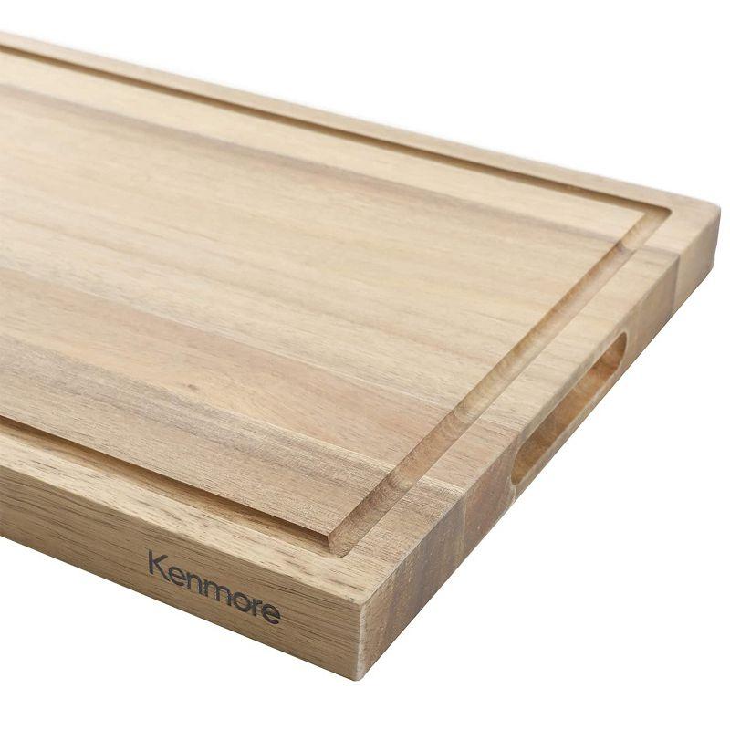 Acacia Wood Rectangular Cutting Board with Groove Handles