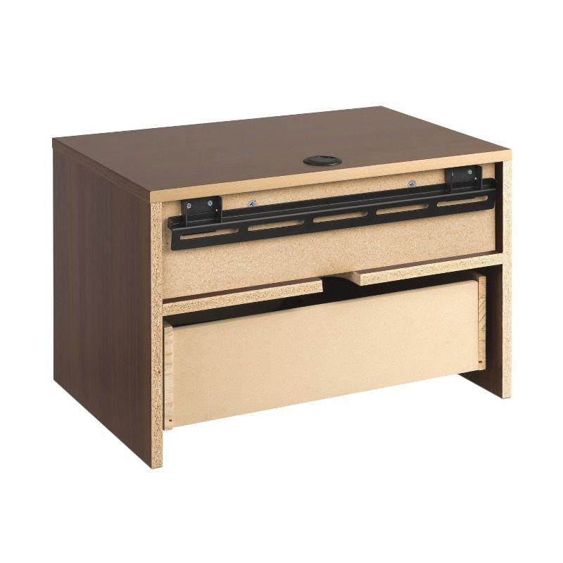 Cherry Laminated Floating Nightstand with Drawer and Open Shelf