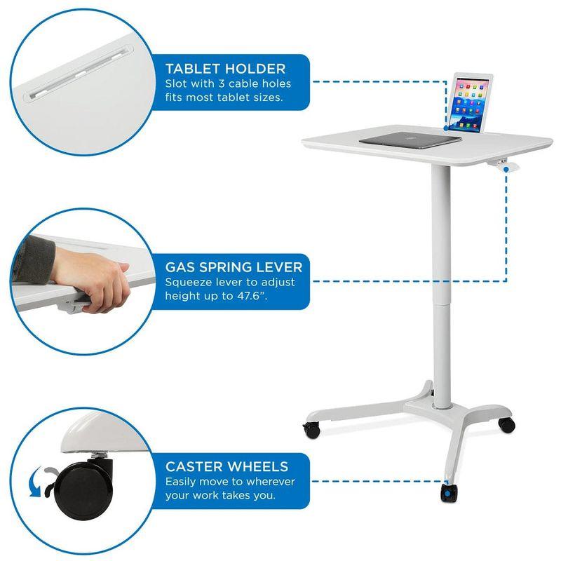 Mount-It! Standing Mobile Laptop Cart, Sit Stand Rolling Desk, Supports up to 17.6 Lbs., White