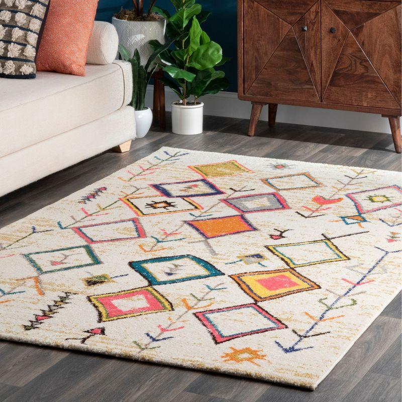 Reversible Moroccan-Inspired 4' x 6' Multicolor Synthetic Rug