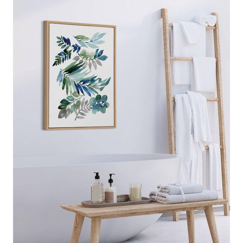 23" x 33" Sylvie Tropic Leaves Blue by Sara Berrenson Framed Wall Canvas - Kate & Laurel All Things Decor