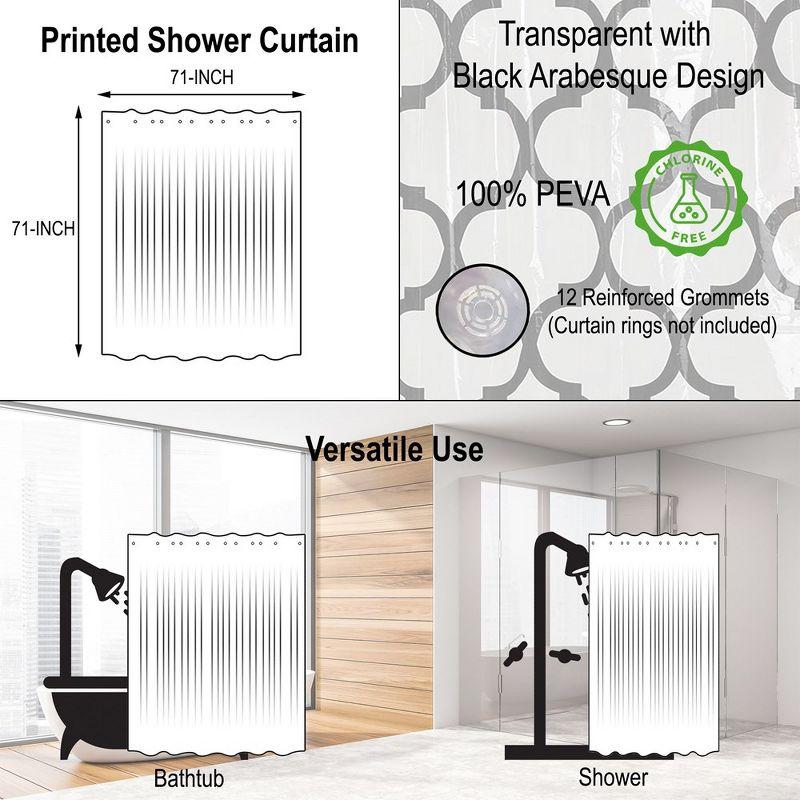 Evideco Abstract Transparent Peva Shower Curtain