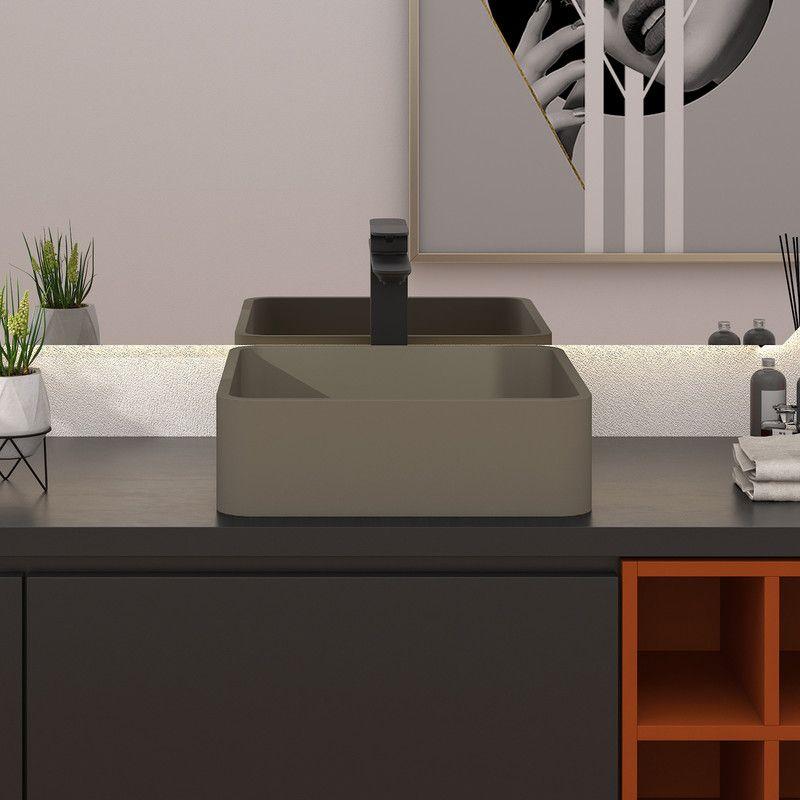 CASAINC CASAINC Maple 15.35'' Concrete Square Bathroom Sink CA-VS1020-TC