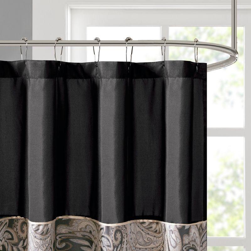 Black and Off-White Paisley Jacquard Shower Curtain