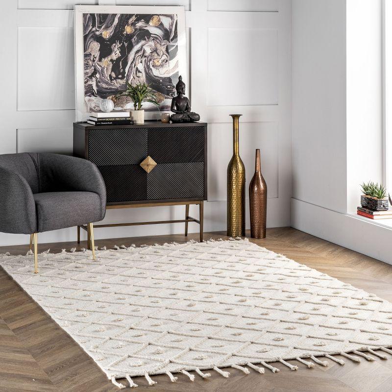 Ivory Trellis Braided Wool 3' x 5' Handmade Rug